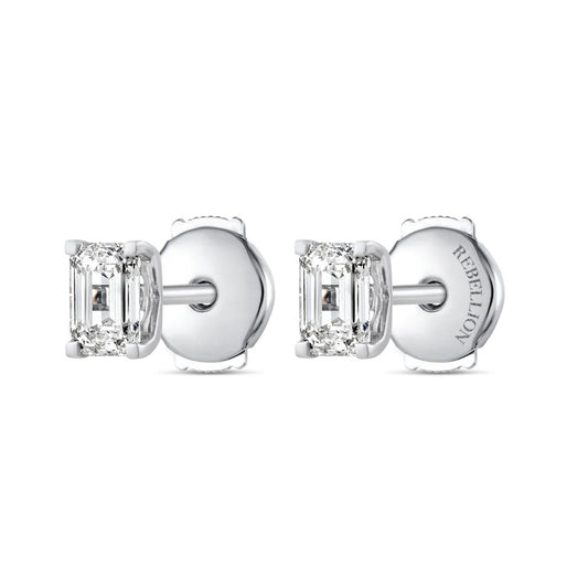 Emerald Cut Diamond Stud Earrings