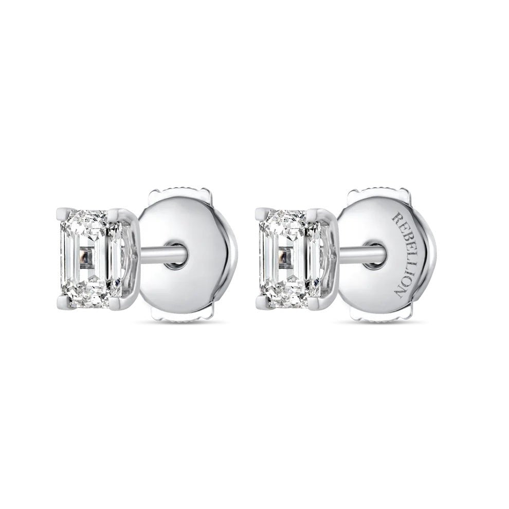 Emerald Cut Diamond Stud Earrings - Rebellion Jewellery