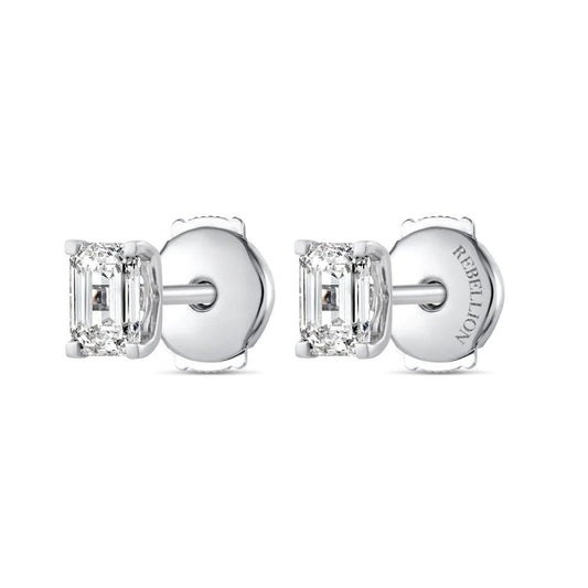 Emerald Cut Diamond Stud Earrings - Rebellion Jewellery