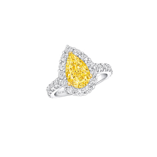 Pear Yellow & White Diamond Ring - Rebellion Jewellery