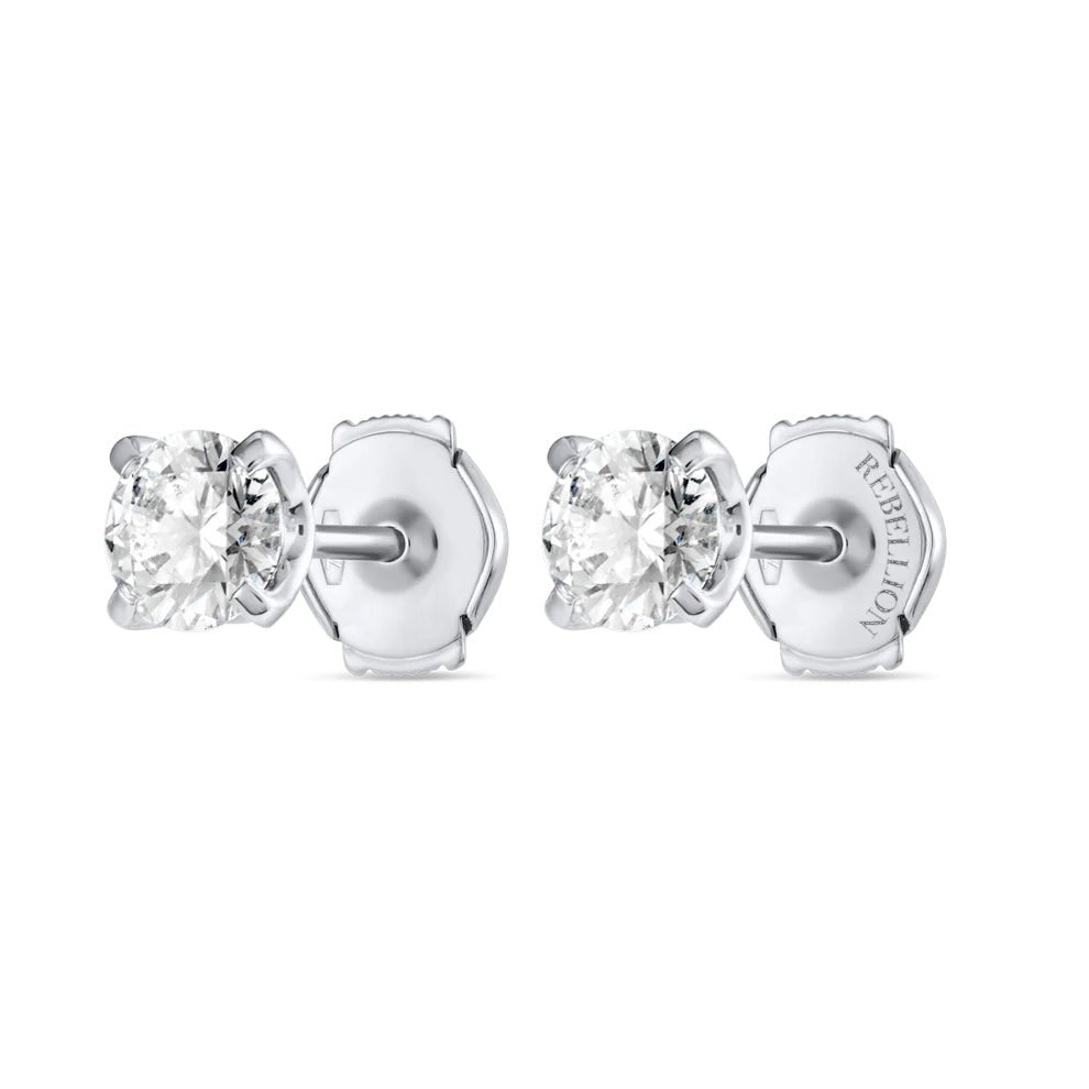 Round Brilliant Diamond Stud Earrings - Rebellion Jewellery